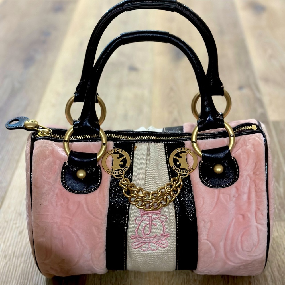 SOLD.**** Vintage Juicy Couture bag Boston tote purse pink velvet y2k